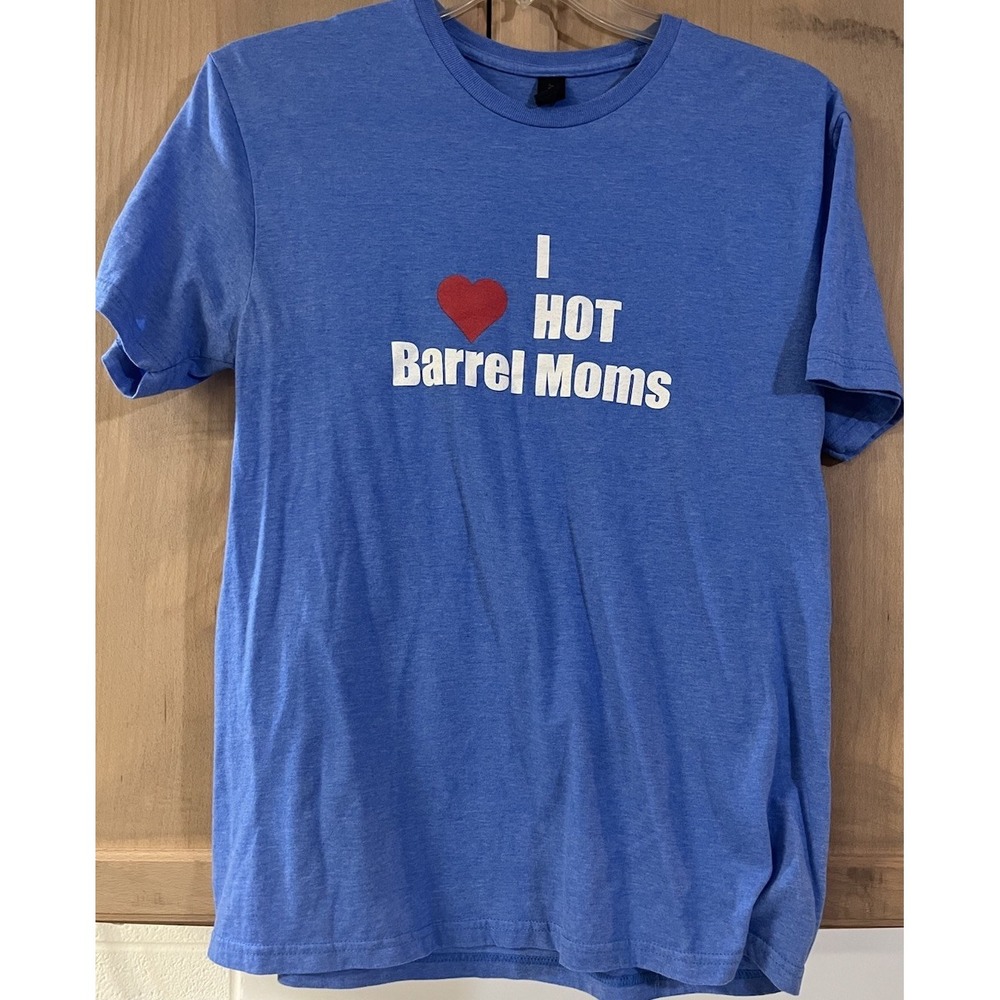 Gildan Graphic T-Shirt Mens Large Blue I‎ Heart Hot Barrel Moms Short Sleeve Tee